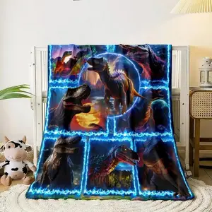 1 Count Modern Style 3D Dinosaur Print Soft Blanket, Dinosaur Pattern Blanket, Warm Blanket ForSofa, Bed, Living Room, Office, Couch, Travel,Camping