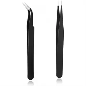 Industrial Tweezers,for Craft,Soldering, Laboratory Work, Jewelry-Making,for Modeling, Electronic Repair (2pcs black)