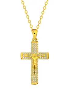 Vintage Cross Pendant Necklace, Rhinestone Embellished, Stainless Steel Chain, Casual Style, All Seasons Wear, No Choking Hazard, Jewelry Design