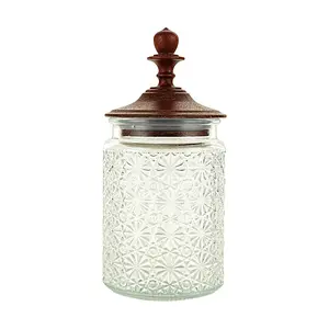 KAWASIMAYA 700ml Round Begonia Glass Jar, Starry Design, Airtight & Moisture-Proof Storage Container