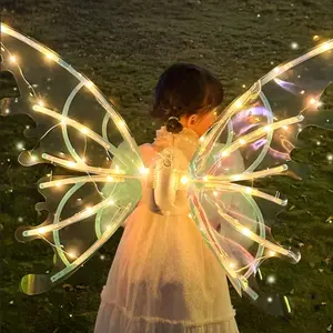 Girls' Electric Fairy Wings, Glowing Moving Butterfly Wings with LED Lights, Toy for Girls Ages 4–12, Children's Toy for Halloween, Valentine's Day, Birthdays, Christmas Parties, Princess Costumes, and Role-Playing Gifts, Party Costume Accessory