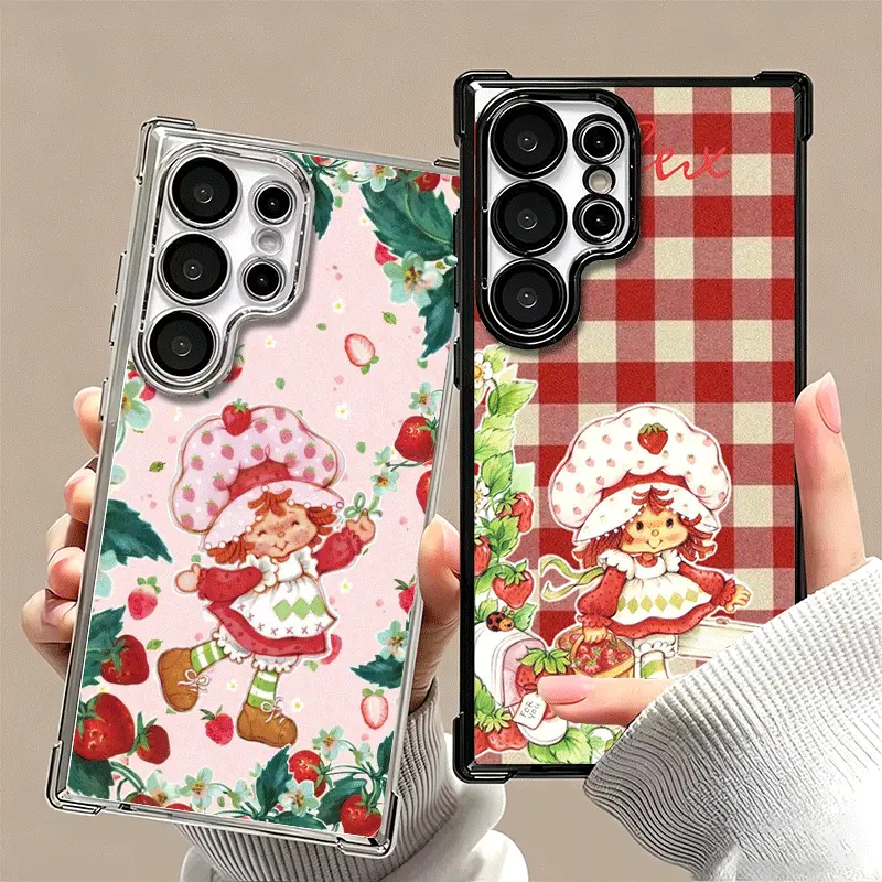Strawberry Fruit Pattern TPU Silicone Smartphone Case - Plated Casing, Customized Anti-Fall Protection, Multiple Colors for Samsung Galaxy S26 Ultra, S25 Edge, S24 FE, S23 Plus, S22, None