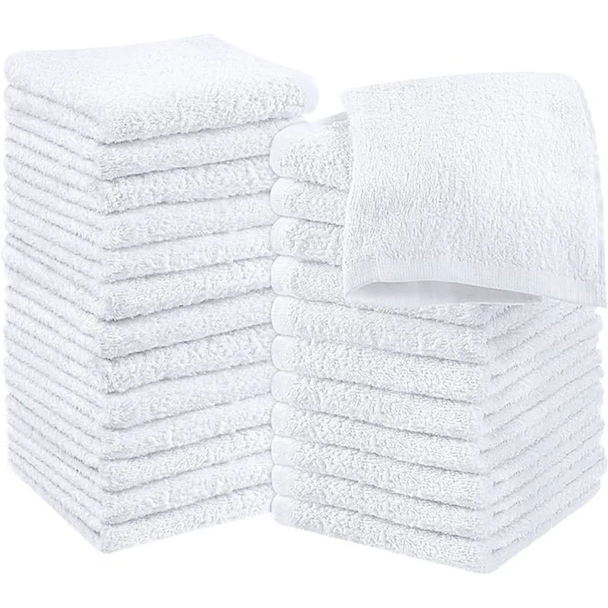 24-Pack 100% Ring Spun Cotton Washcloths Set - 12x12 in Absorbent Breathable Towels, Lint Free Hand Towels for Household Bath, Gym Use, Absorbent Breathable Towel, Lint Free Towels