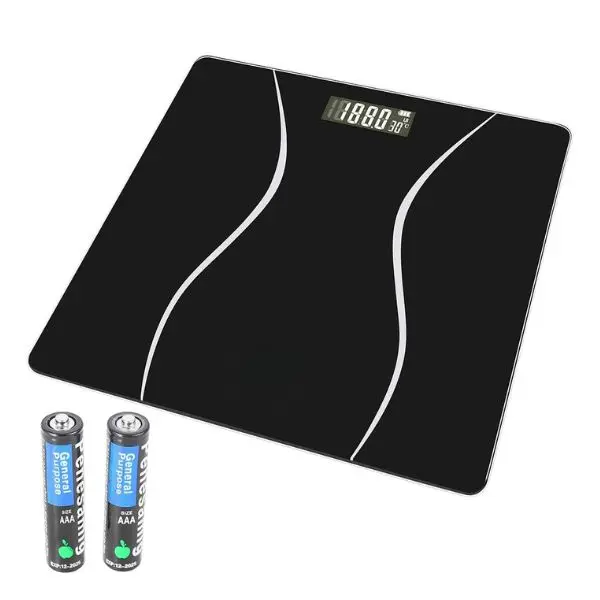 Digital Body Weight Scale – High Accuracy Smart Bathroom Scale with LCD Display, Step-On Tech, Sleek Black Glass, Ideal for Home Fitness & Health Tracking
