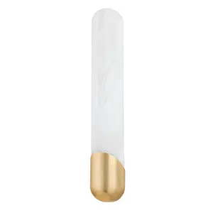 Large Rome Sconce - Aged Brass Holder with Cylindrical Alabaster Shade for Elegant Lighting