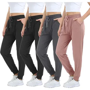 4 Pack Women's Joggers Soft Sweatpants with Pockets Lounge Pants for Yoga, Workout, Walking