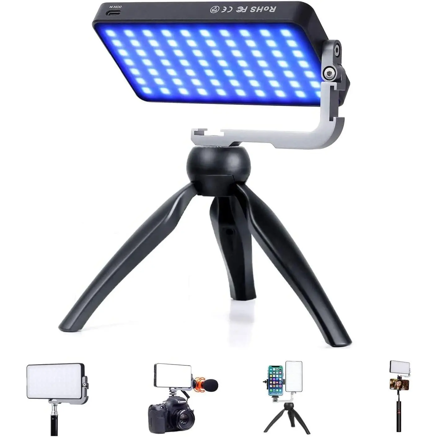 G2 Pocket RGB Camera Light,-in 7200mAh Rechargeable  360?Full Color Gamut 9 Light Effects,2600-10000K LED Video Light Panel with  Alloy , Adjustable Tripod Stand