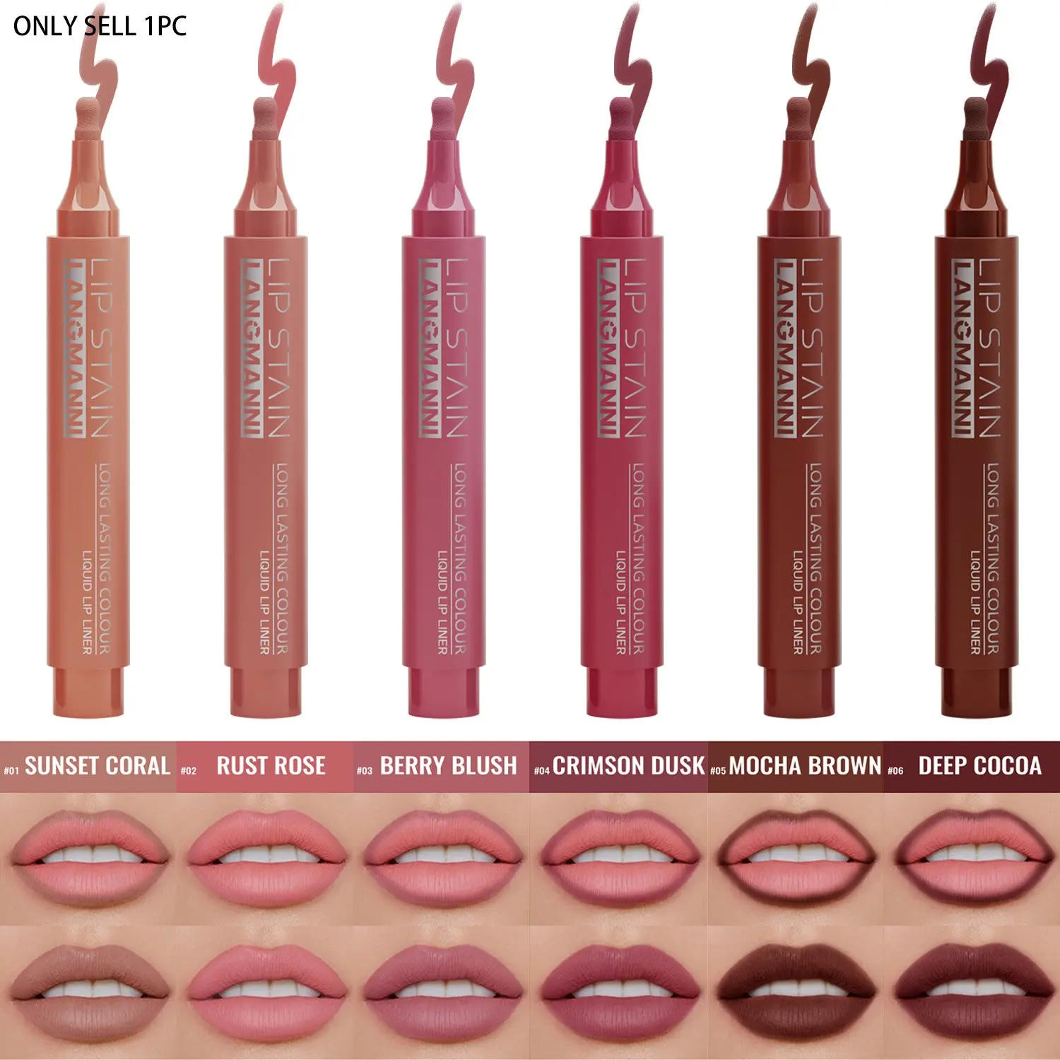 1PC matte lipliner is durable, waterproof, non fading, smooth and easy to apply, suitable for daily makeup Matte Lip Pencil Lip Liner Singles
