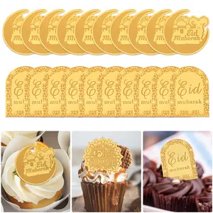 5/10count Eid Mubarak Cake Topper Gold Acrylic Cucountake Toppers Ramadan Kareem Baking Tools Islamic Muslim Party Cake Decorations