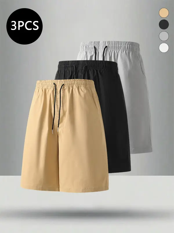 3-Pack Men’s Summer Knee-Length Shorts — Trendy High Street/Street Style, Versatile Casual, Loose Fit, Breathable, Running & Basketball Shorts