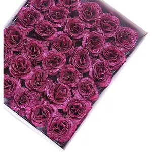 Dark Pink Glitter Rose Heads