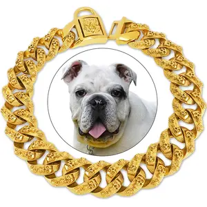 🦴Bulldog-Approved Titan Collar TikTok's Tough Pets Wear🔥 32mm Wide Military-Grade Steel Chain w/ Skull Charms✨Unbreakable Lock System for XL/XXL Dog Breeds✨ Gothic Gold Finish That Makes Neighbors Jealous Personalized dog collars dog accessories