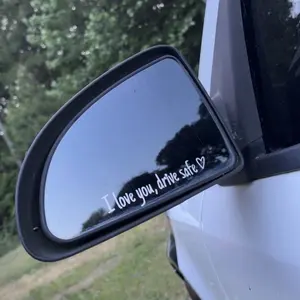 4x English "I Love You Drive Safe" Waterproof Vinyl Car Rearview Mirror Decals, Car Accessories, Auto Accessories Interior, Gifts for Women, Romantic Vehicle Decor, Couple GF Gift - SummerVibes (Follow instructions before use), Decal For Cars, Vinyl Water