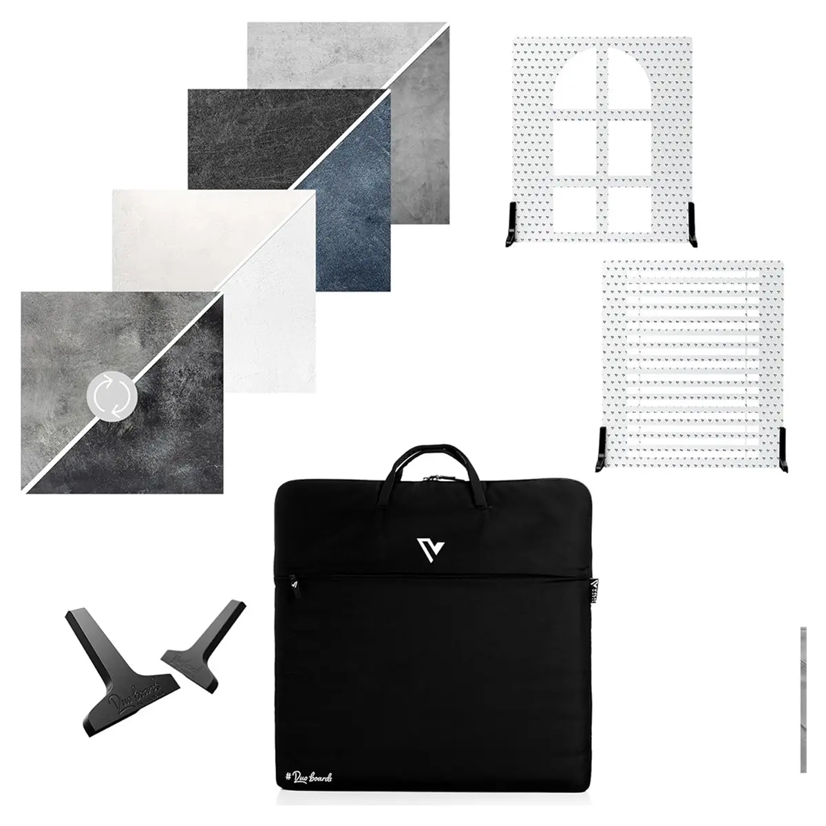V-FLAT WORLD Kitchen Kit with 4x 24x24" Double Sided Duo Board Backdrop and 2x Shadow Board