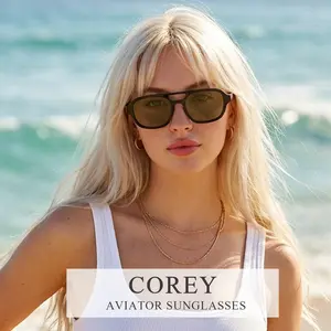 DIMA Eyewear Corey Bio-Acetate Aviator Sunglasses,Modern Compact Double Bridge Frame,Italy Comotec Hinge, Lightweight EcoFriendly Unisex Everyday Shades with Case - UV Protection