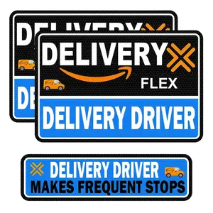 Flex Delivery Driver Car Magnet, 3PCS Frequent Stops Removable Set, Delivery Vehicle Magnet Car Door and Bumper Sign, High Reflective Waterproof Weather-Resistant