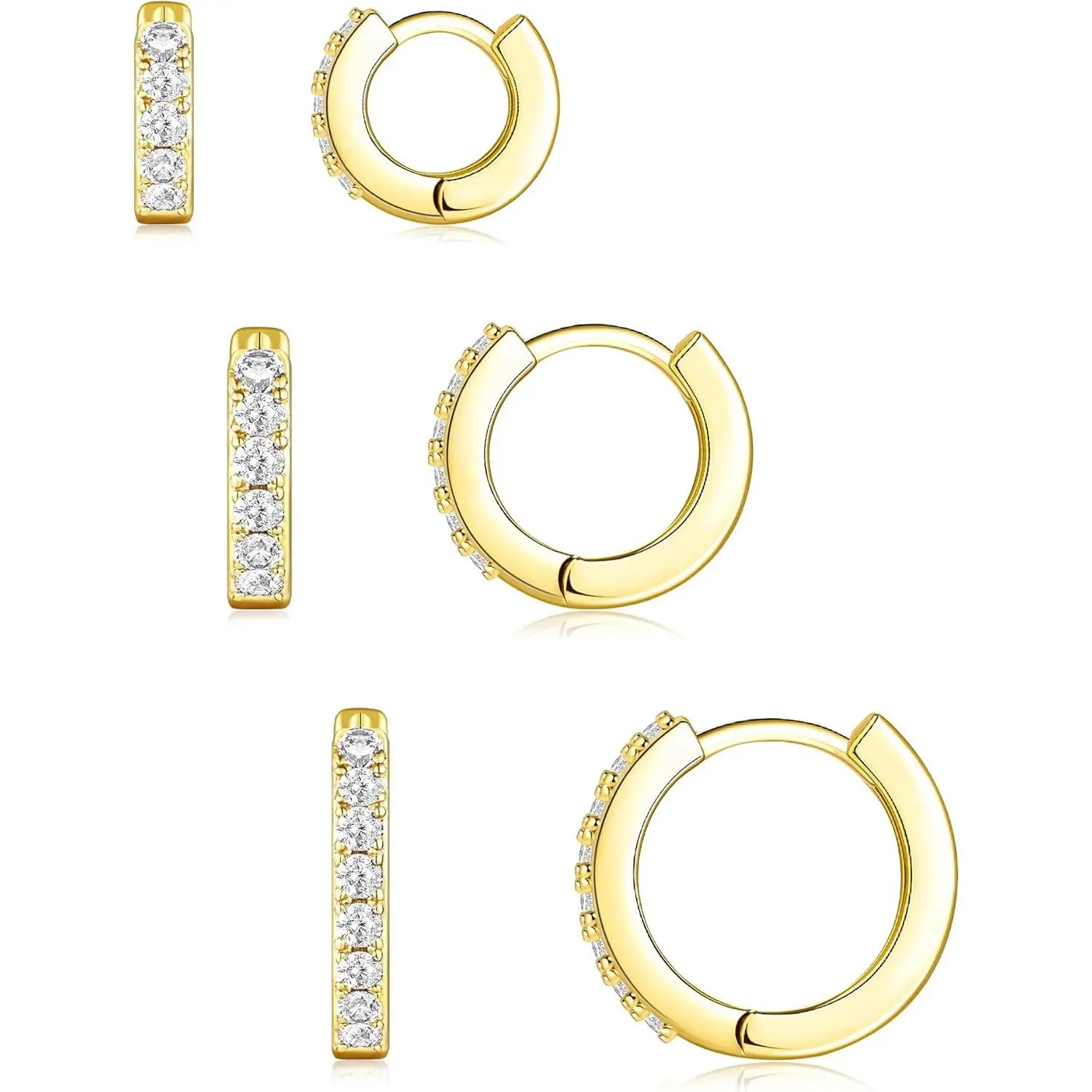 Gold-cz hoops 6 8 10