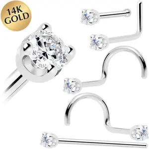 14k White Gold 2mm Lab Grown Diamond Nose Ring