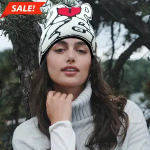 Men's & Women's Knit Cap - Patterned Monogrammed Winter Beanie - Y2K Soft Stretch Warm Slouchy Hat - Hip Hop Style for Cold Weather