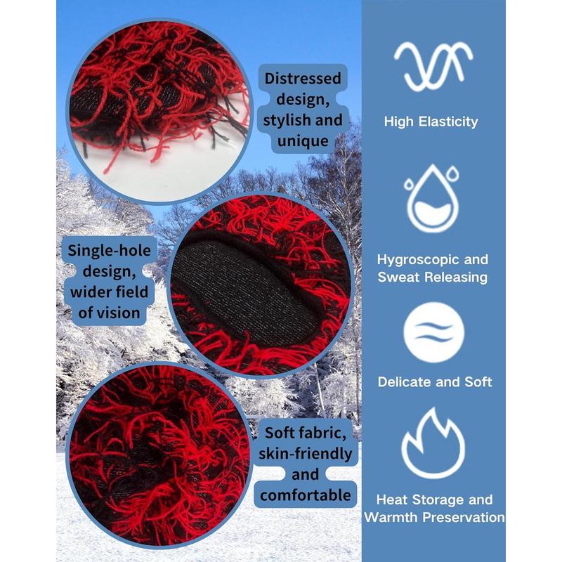 Distressed Full Face Balaclava Ski Mask - Warm, Windproof Knitted Shiesty Mask for Winter Adventures - Fuzzy Comfort for Outdoor Activities