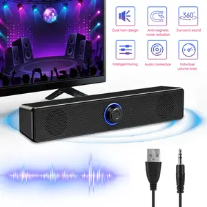 Wired Computer Speakers Soundbar Stereo Bass Sound 3.5mm Jack & USB for Desktop Laptop Audio