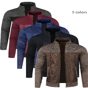 Men's Knitted Cardigan Jacket - Autumn Winter Casual Long Sleeve Regular Fit Coat with Stand Collar and Full Zip, Perfect for Everyday Wear