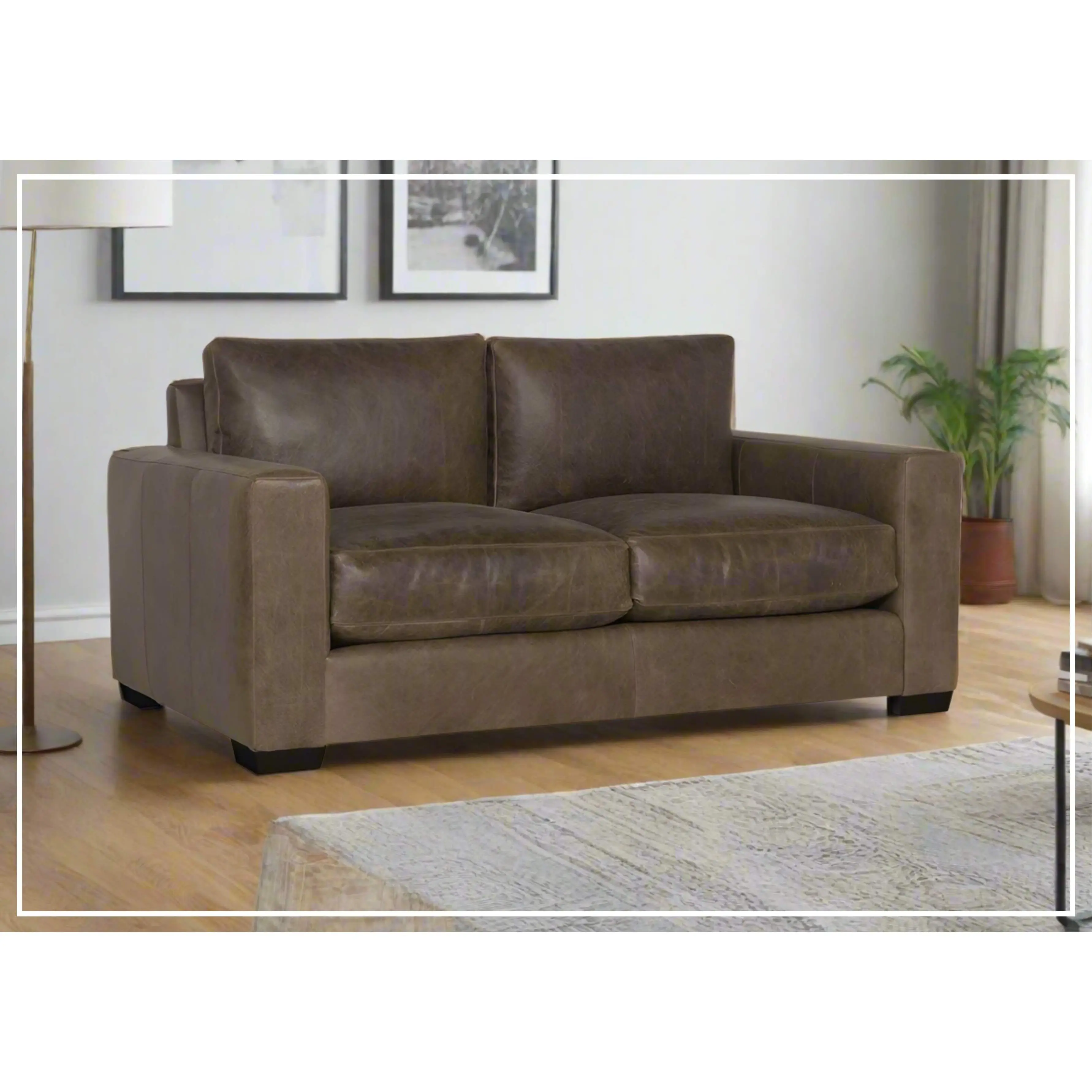 Bernhardt Dawkins Leather Loveseat with Walnut Finish