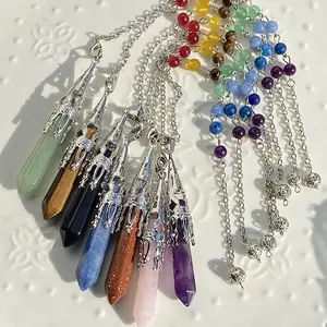 7 Chakra Crystal Pendulum Room Decoration Quartz Agate Point Chain Pendant Home Improvement