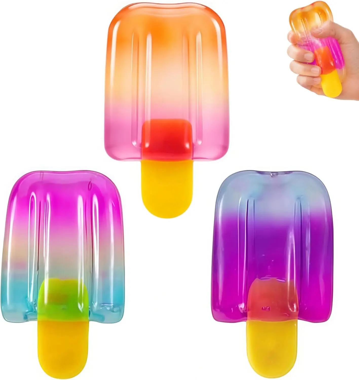 Ice Cream Squishy Toy, Summer Sensory Stress Relief Squeeze Squishy, Popsicle Squishy for Easter Basket Stuffers, Party Favors, Anxiety Relief Everyone, Birthday Gift-(1Pcs Random Color) squishies