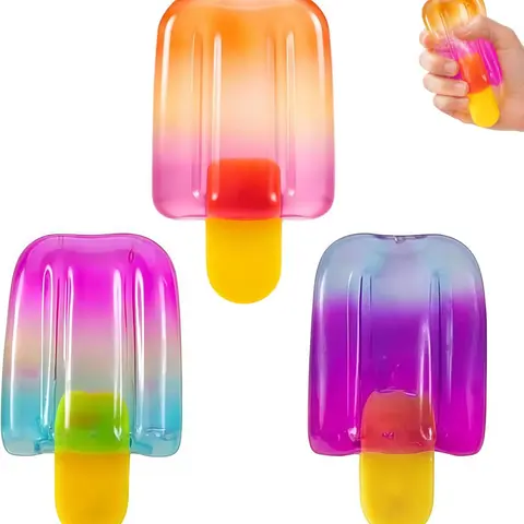 Ice Cream Squishy Toy, Summer Sensory Stress Relief Squeeze Squishy, Popsicle Squishy for Easter Basket Stuffers, Party Favors, Anxiety Relief Everyone, Birthday Gift-(1Pcs Random Color) squishies