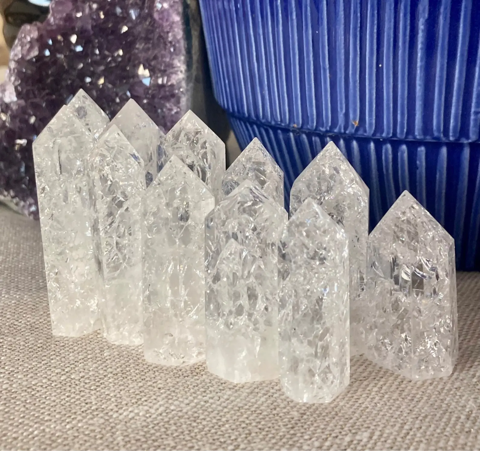 Fire & Ice Quartz Tower  – Crackle Quartz Point with Natural Rainbows