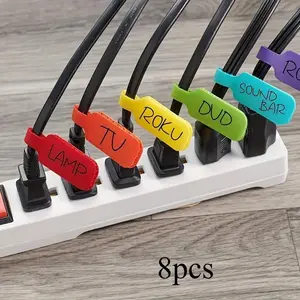 8pcs Colorful Cable Ties with Writeable Function, for Organizing and Identifying, Desk Organization, Home Office Setup, Colorful Markers, Vibrant Design, Durable Material, Strong Adhesive, Wire Markers, Cable Labels