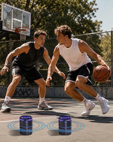 OMUCA Magnetic Split Bluetooth Speaker, 2-in-1 Portable Stereo Speaker, True Wireless Stereo Sound, Deep Bass, RGB Lights, IPX6 Waterproof, 20H Playtime Audio Compact