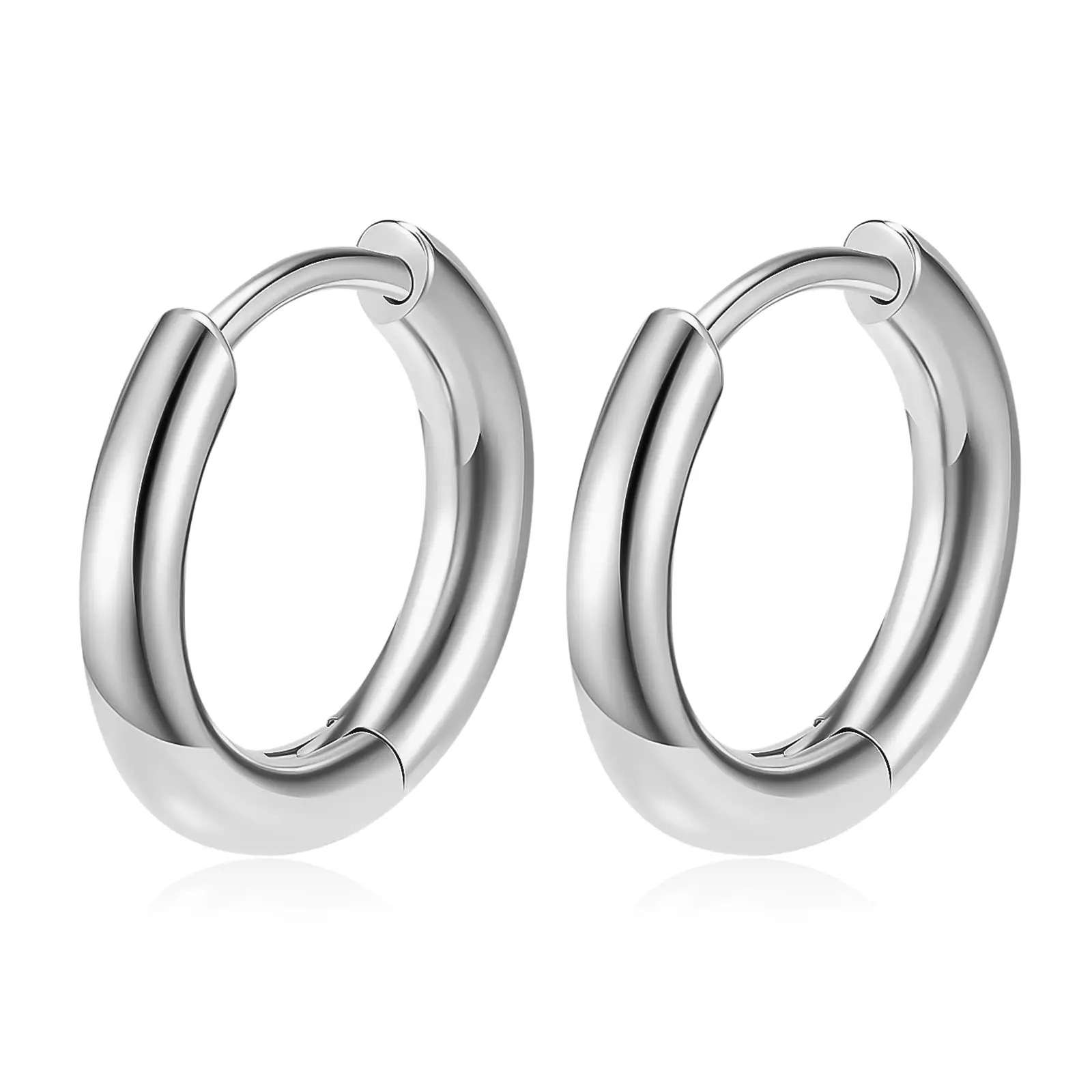 Titanium Huggie Hoop Earrings Nickel Free Hinged Sleeper For Skin Cartilage Helix Lobes