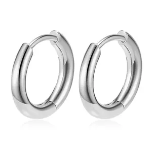 Titanium Huggie Hoop Earrings Nickel Free Hinged Sleeper For Skin Cartilage Helix Lobes