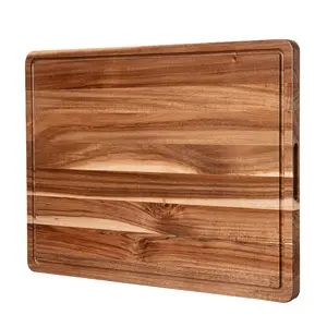 Acacia Wood Cutting Board 24x18 inch, Butcher Block Cutting Board with Handle Juice Groove for Kitchen, Extra Large Charcuterie Boards Chopping Board