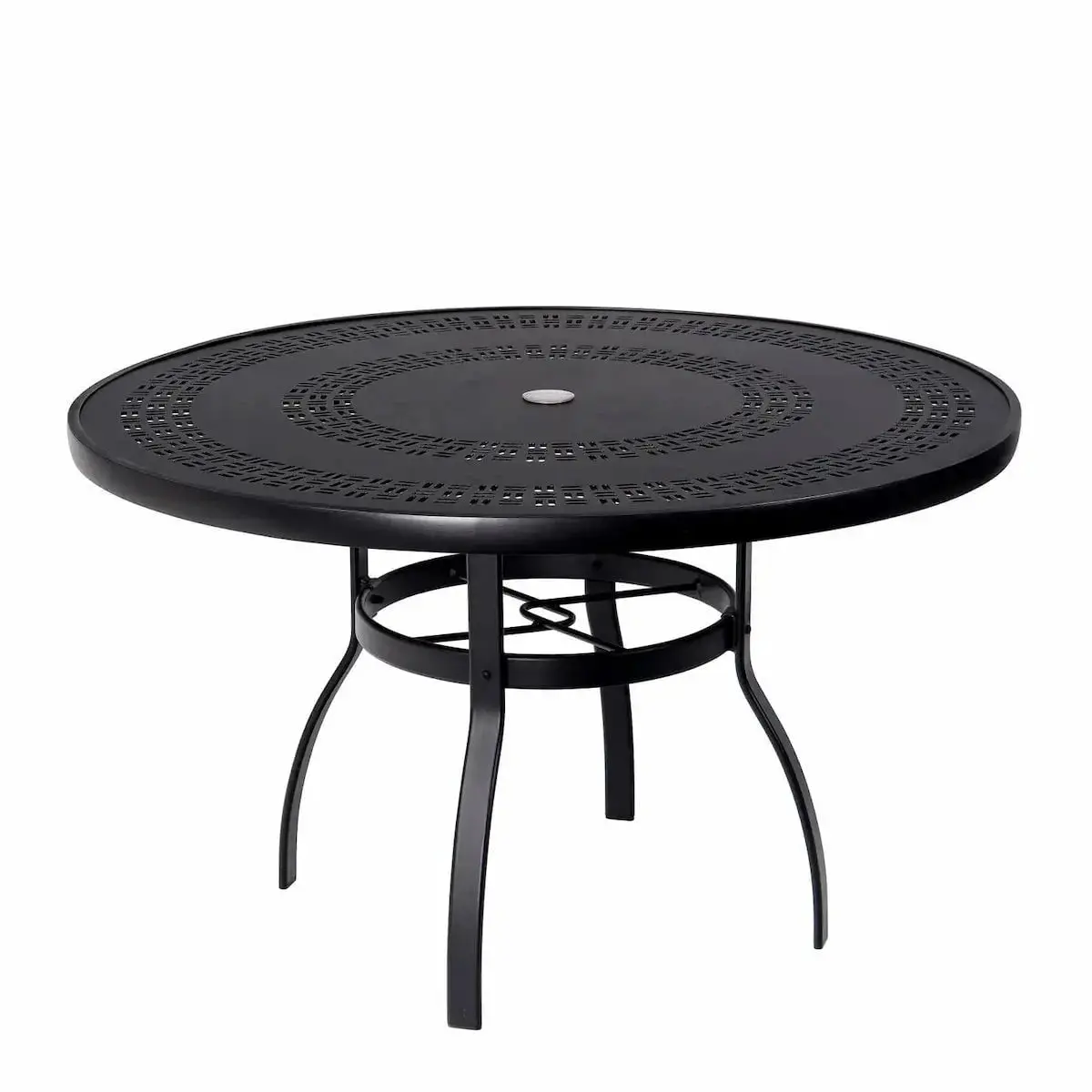 Woodard Deluxe Complete 48in Round Dining Table with Trellis Top in Twilight Finish