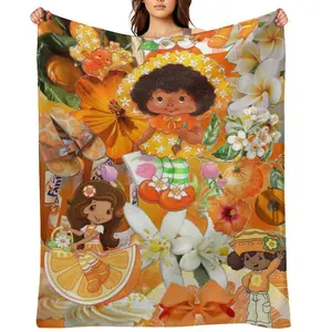 S-Strawberry Pink Shortcake Throw Blanket For Women Men Winter Nap Orange Patchwork Printed Flannel Fleece Blankets Super Soft Bedding Throws Office Camping Air Conditioned Quilt All Seasons Teen Girls Christmas Holiday Gift Home Decor Cozy Blanket
