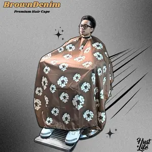 Brown Premium Barber Salon Hair Cape for Stylish Haircuts ( Hook Neck )