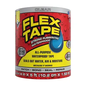 ,  Thick ible Rubberized   - Seal and Patch Leaks, Works Underwater, Indoor Outdoor -  RV Roof Plumbing and Pool Repairs, Clear, 4 in x 5 ft, Pack of 1