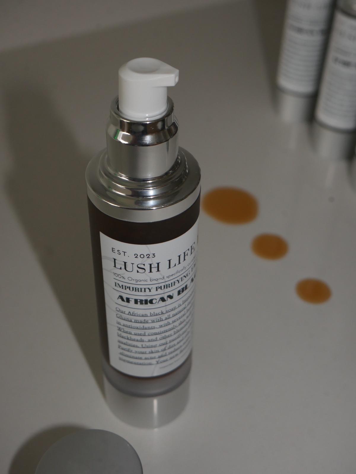 LUSH LIFE LAB African Black Soap Facial Cleanser - 100% Organic Ingredients from West Africa for Clear, Healthy Skin and Blemishes - Cleansing