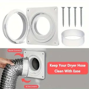 Dryer Vent Connector Kit,Dryer Vent Wall Plate with Quick Connect & Disconnect,Twist Lock Dryer Duct Connector Kit Fits 4 Inch Tubes,Covers Area 7 Inch x 7 Inch,for Dryer Washer Bathroom