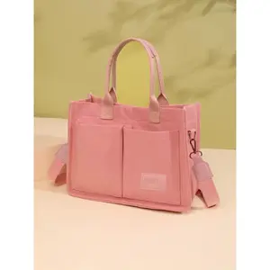 Summer Everything Tote Bag for Women, Plain/Cherry Pattern Work Bag, Everyday Shoulder Bag, Trendy Versatile Commuting Bag, Girl Large Beach Bags