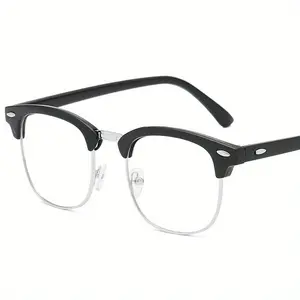 Transparent Glasses Frames for Men & Women Lightweight Large Eyewear Non-Brow Line Modern Minimalist Style for Daily Office Travel Unisex