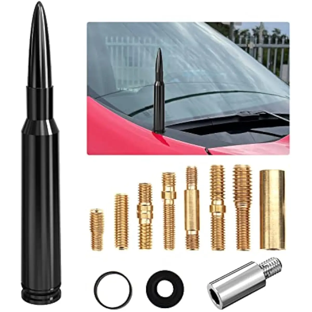 Car Truck Bullet Antenna for GM Chevy Silverado 1500 2500 3500 HD Avalanche GMC Sierra 1500 2500 3500 Denali Heavy Duty Pickup Trucks Accessories