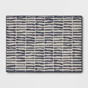 2'5"x3'8" Washable Modern Dashes Hi/Low Tufted Loop Accent Rug Blue - Room Essentials