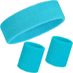 3Pcs Sweatbands Set – Sports Headband + Wristbands for Men Women Tennis Basketball Party