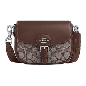 COACH Amelia 17 Signature Jacquard and Leather Crossbody Bag for Men and Women in Oak and Maple Brown
