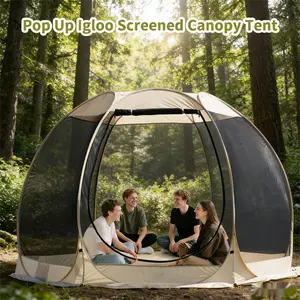 PAKICETUS 6-8 Person Pop-Up Screen House Tent, 2-in-1 Mosquito NetS helter & Sun Shade, Weatherproof Multi-Layer Mesh Canopy for Camping, Backyard, Garden, Outdoor Activities