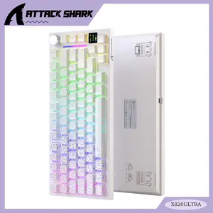 ATTACK SHARK X820ULTRA Wireless Mechanical Gaming Keyboard Gift Switch,81 Keys with Smart TFT Display&Knob,Hot Swappable RGB Backlit,Gasket Mount Side Print PBT Keycaps QMK Web Driver for PC Mac